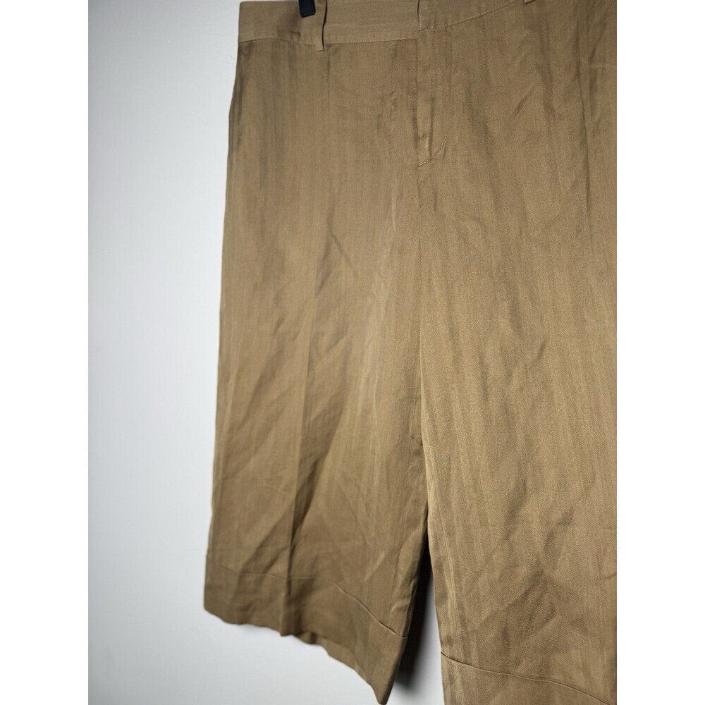 Banana Republic Capri Cropped Silk & Linen Contoured Fit Pants - Brown - Size 8 - Picture 3 of 16